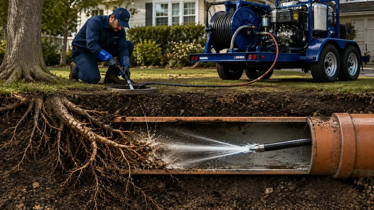 Tree Root Removal with Hydro Jetting in Edwards